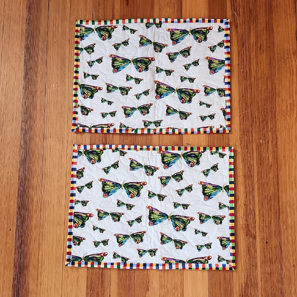 Vibrant Butterfly Hand Quilted Placemats
